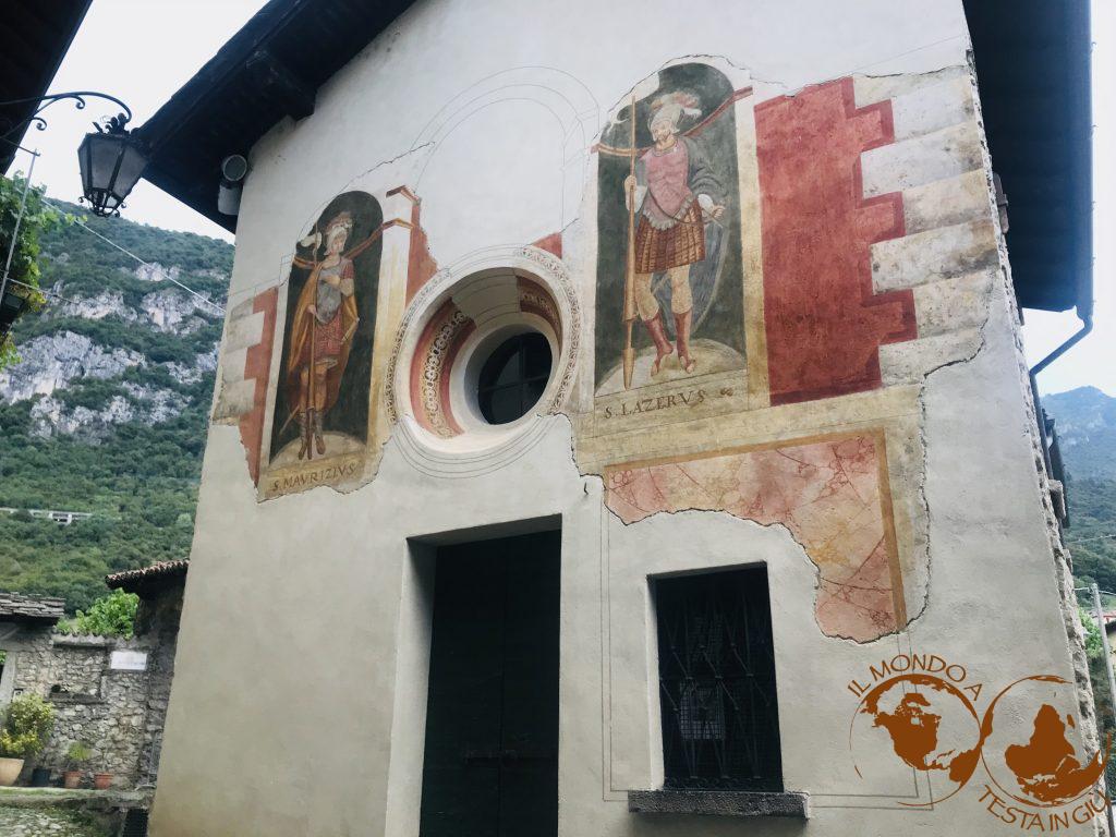 Affreschi del Cinquecento sula facciata della Chiesa del Castello di Lierna