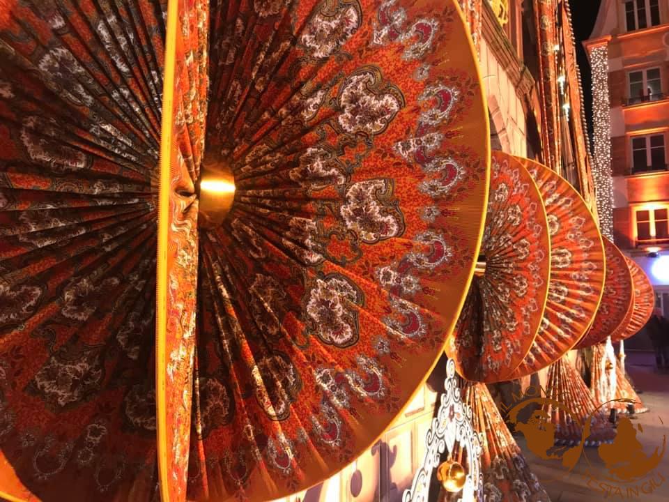 Dettagli dei decori di stoffa del municipio di Mulhouse