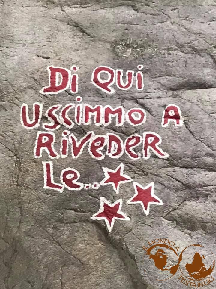 Scritta sulle rocce dell'Orrido di Bellano